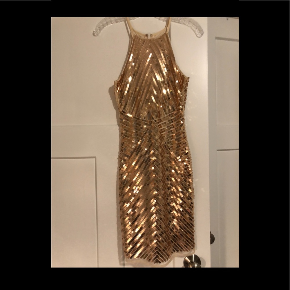 Lulus Ace of Spades Gold Sequin Bodycon Dress